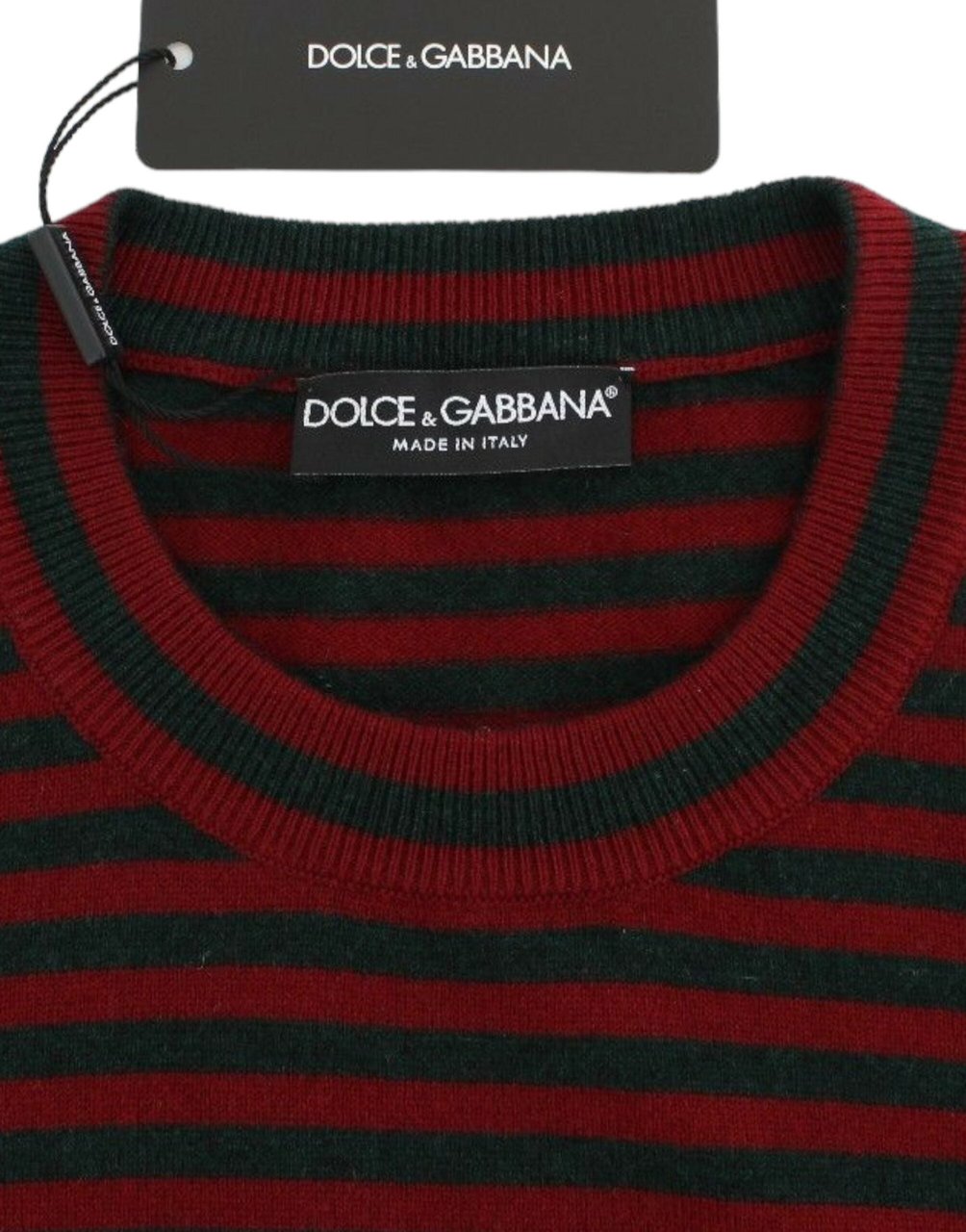 Dolce & Gabbana Red Gray Cashmere Short Sleeve Sweater Rood