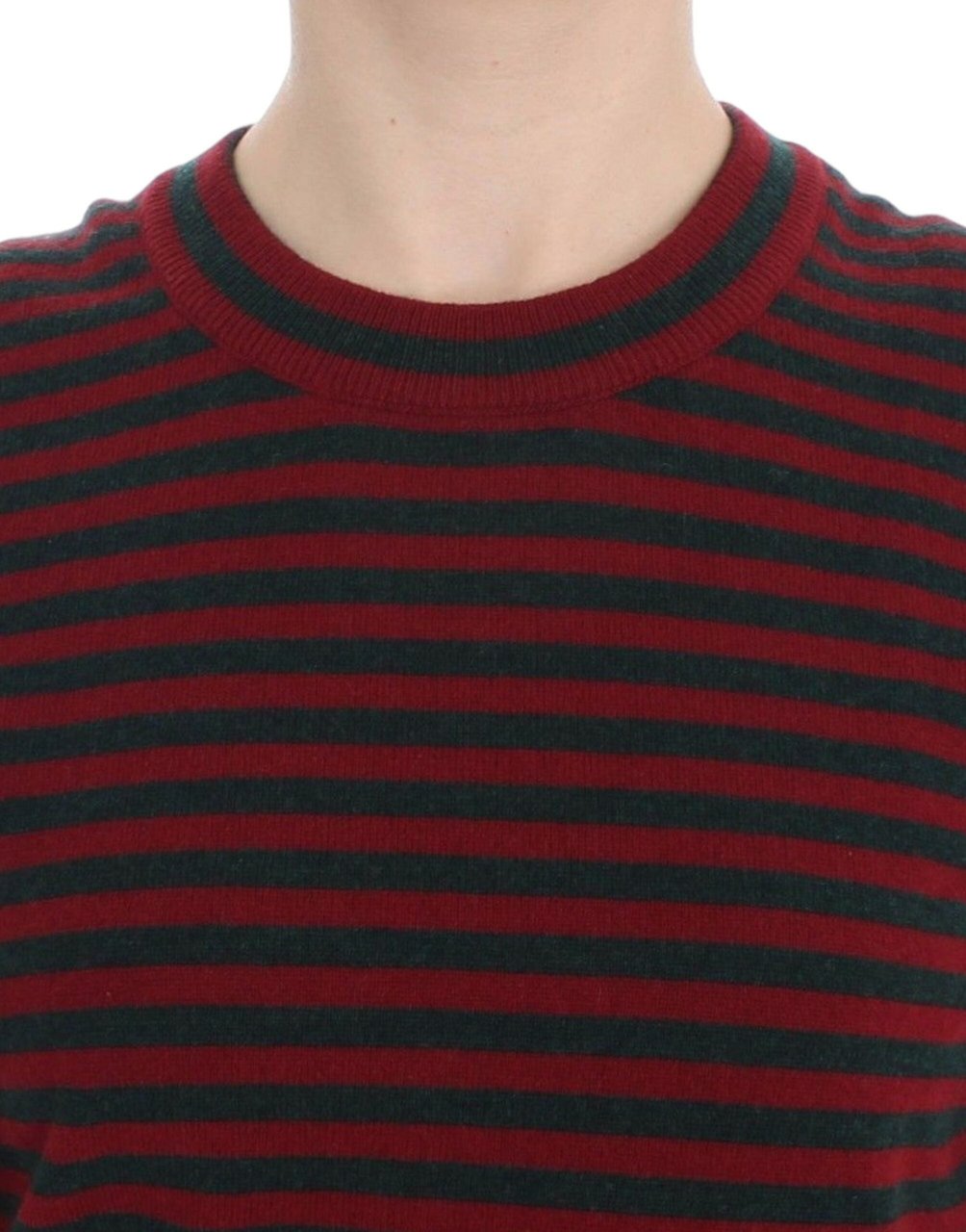 Dolce & Gabbana Red Gray Cashmere Short Sleeve Sweater Rood