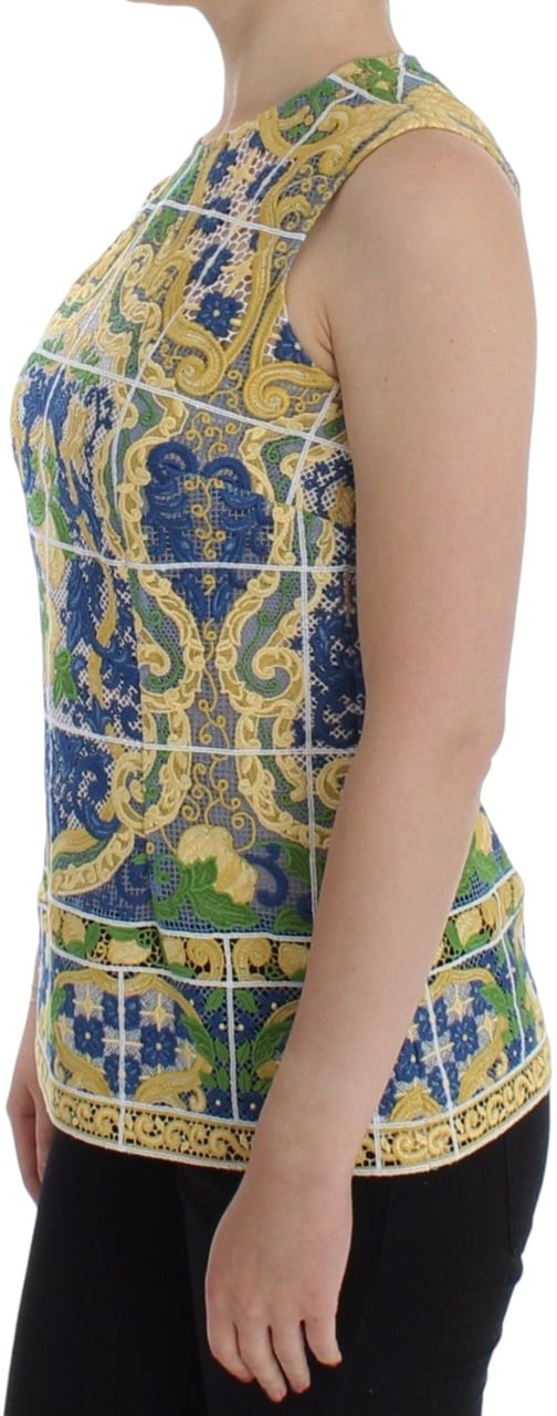 Dolce & Gabbana Multicolor Majolica Embroidered Sweater Divers