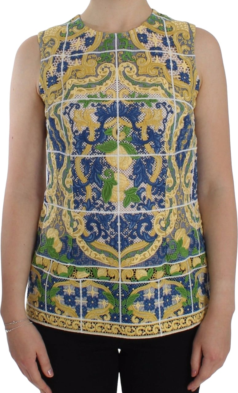 Dolce & Gabbana Multicolor Majolica Embroidered Sweater Divers