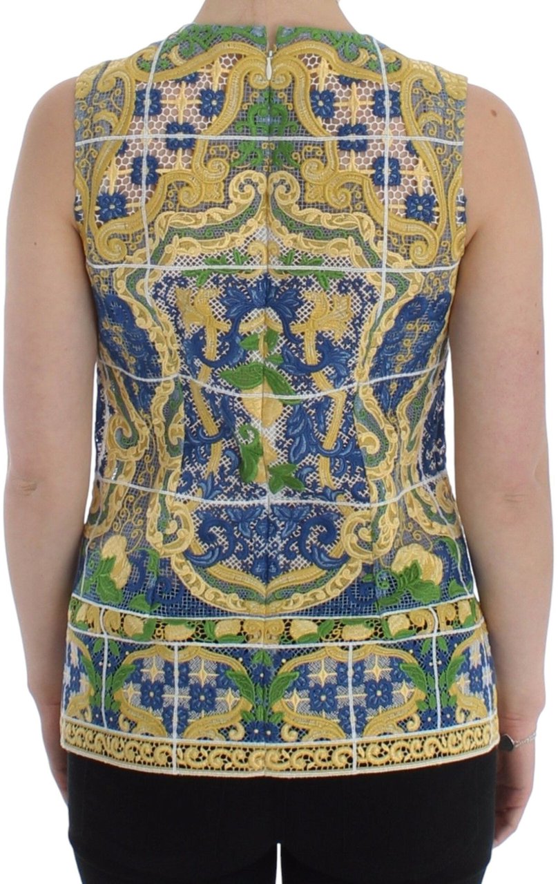 Dolce & Gabbana Multicolor Majolica Embroidered Sweater Divers