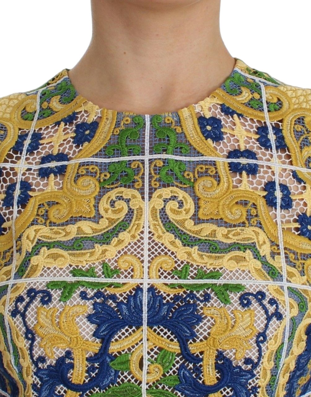 Dolce & Gabbana Multicolor Majolica Embroidered Sweater Divers
