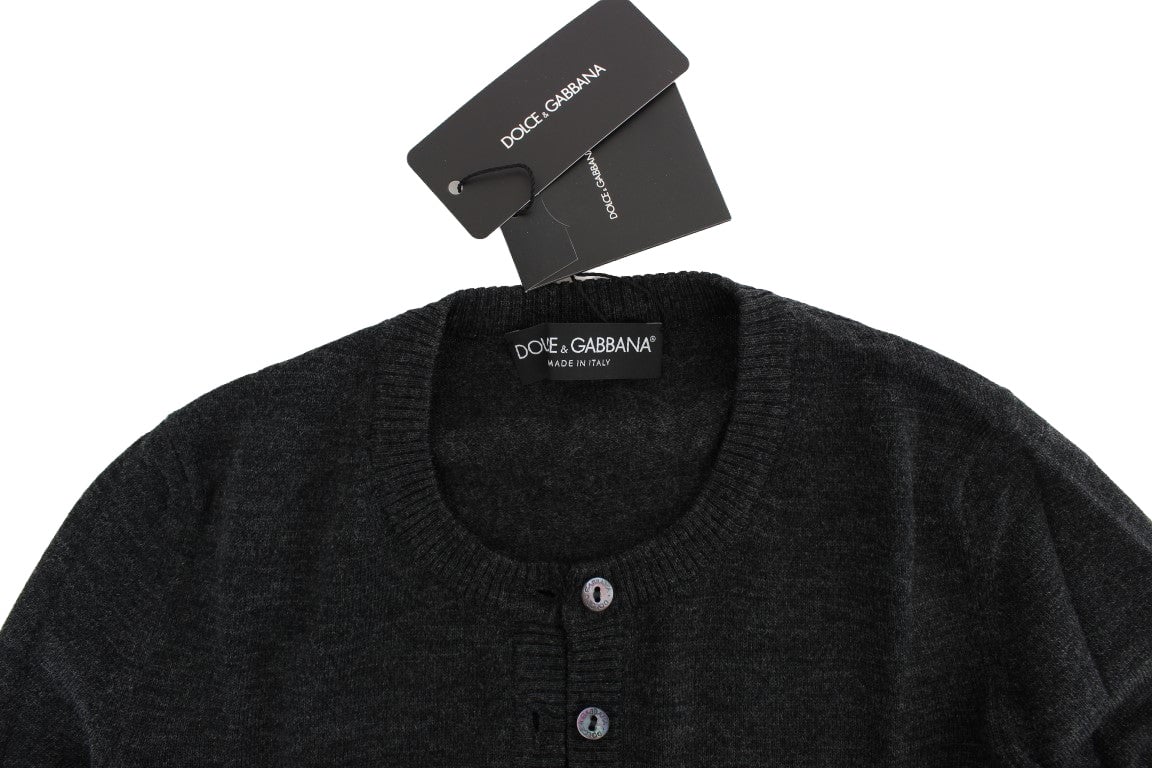 Dolce & Gabbana Gray Wool Button Cardigan Sweater Grijs
