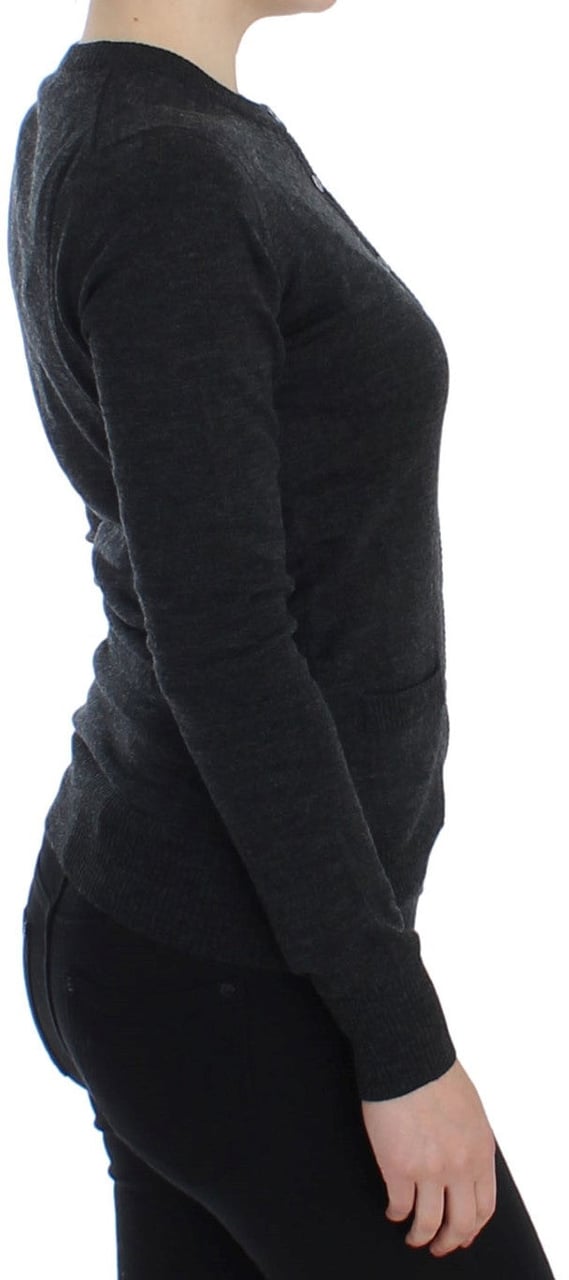Dolce & Gabbana Gray Wool Button Cardigan Sweater Grijs