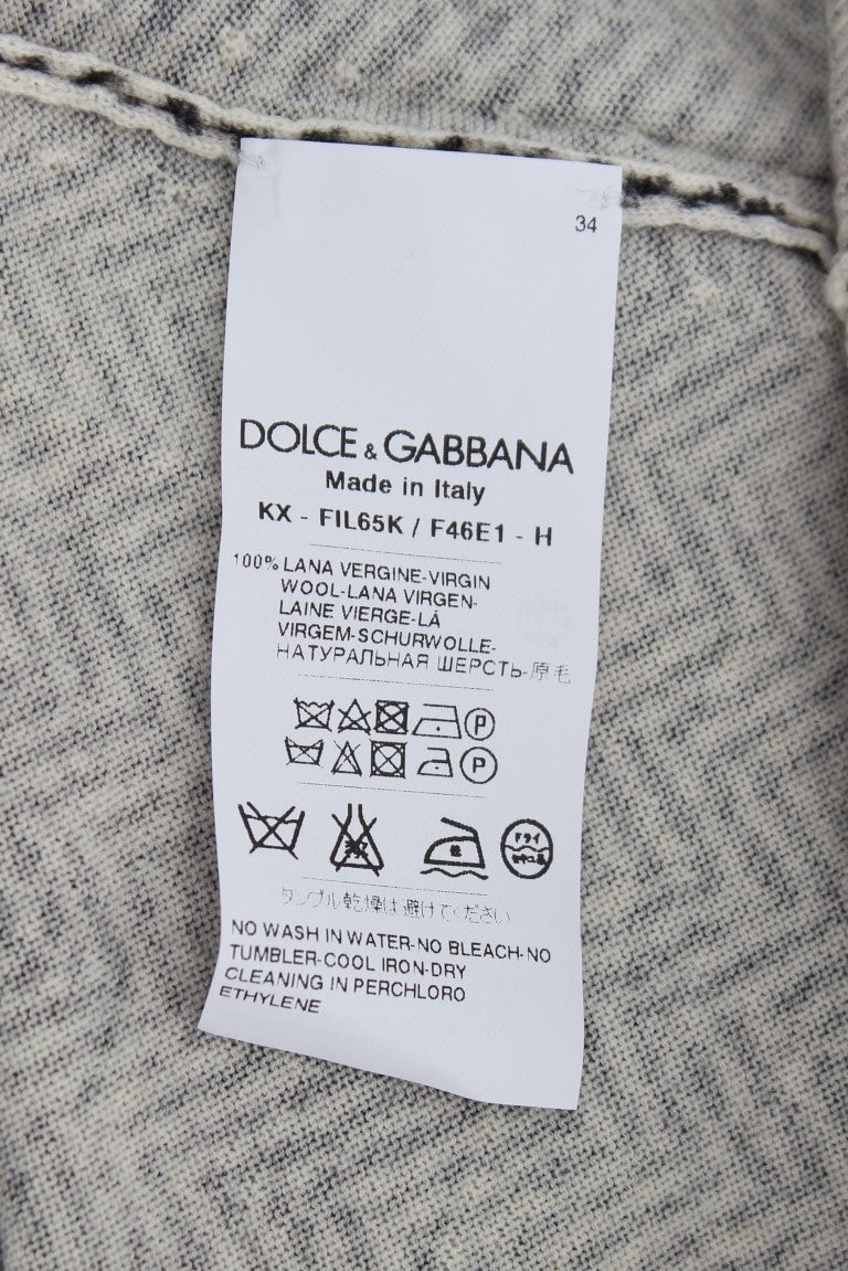 Dolce & Gabbana Black White Wool Top Cardigan Sweater Zwart