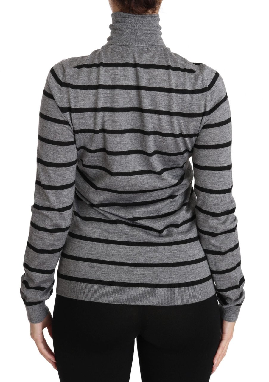 Dolce & Gabbana Gray Cashmere Silk Turtleneck Sweater Zwart