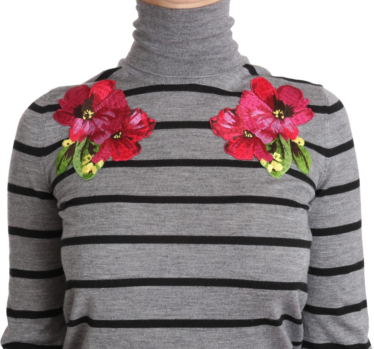 Dolce & Gabbana Gray Cashmere Silk Turtleneck Sweater Zwart