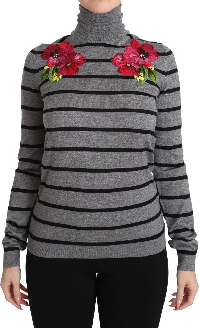 Dolce & Gabbana Gray Cashmere Silk Turtleneck Sweater Zwart