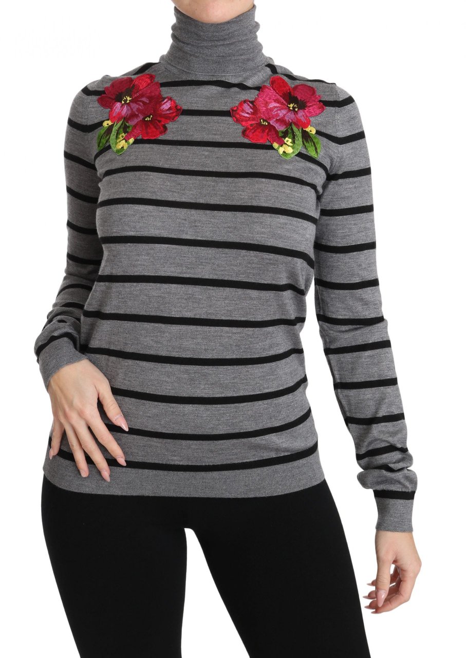 Dolce & Gabbana Gray Cashmere Silk Turtleneck Sweater Zwart