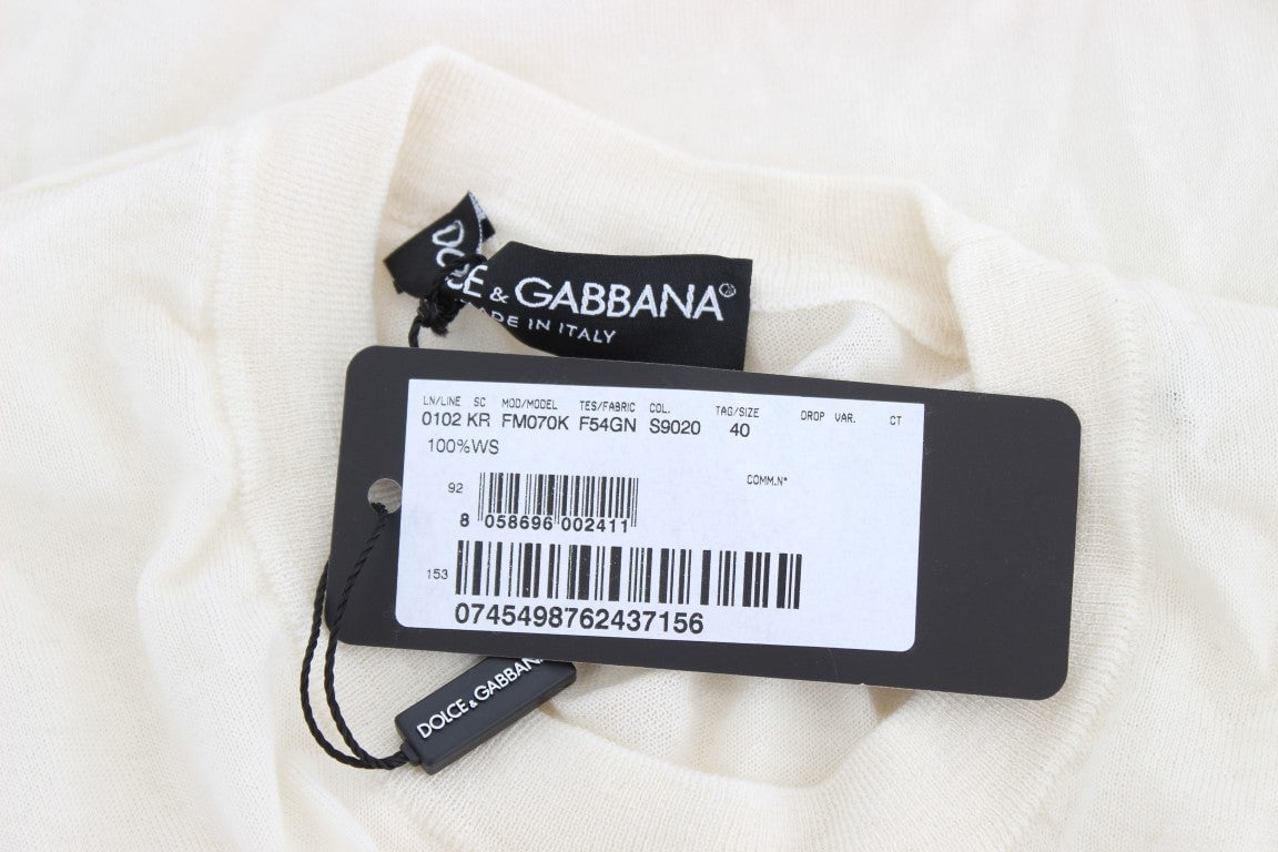 Dolce & Gabbana White 100% Cashmere Sweater Grijs