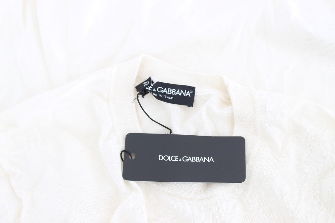 Dolce & Gabbana White 100% Cashmere Sweater Grijs
