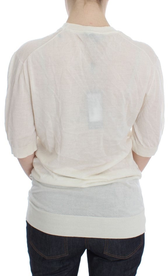 Dolce & Gabbana White 100% Cashmere Sweater Grijs