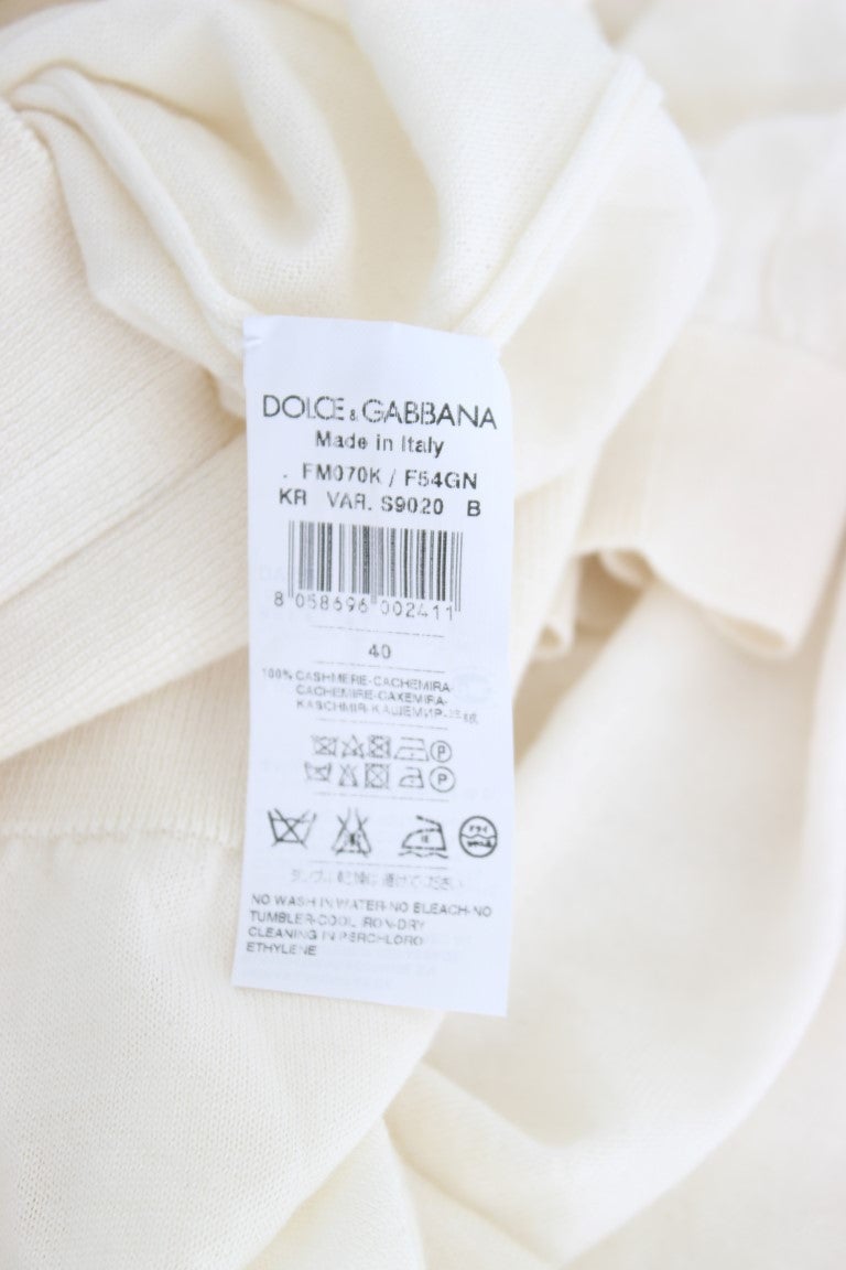 Dolce & Gabbana White 100% Cashmere Sweater Grijs