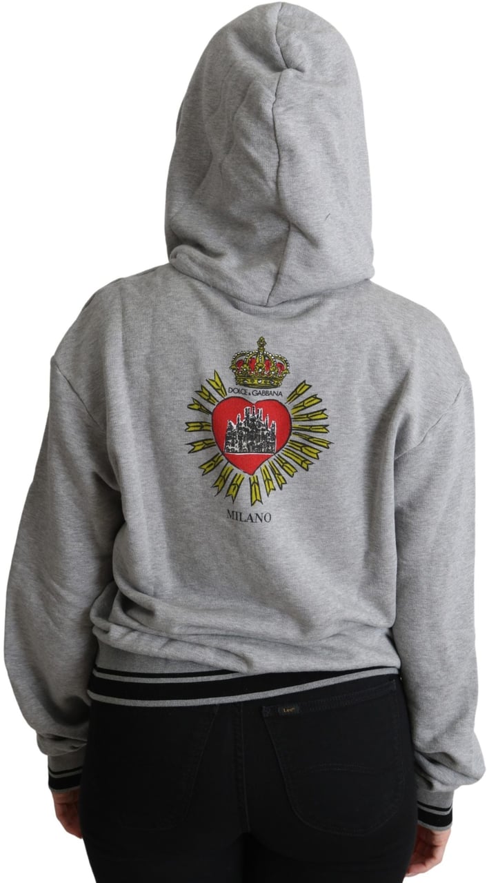 Dolce & Gabbana Gray Printed Hooded Exclusive Logo Sweater Grijs
