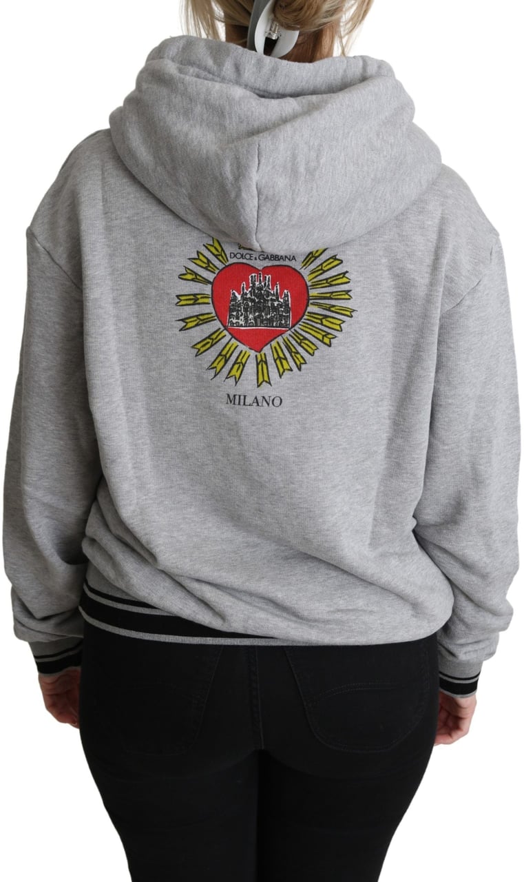 Dolce & Gabbana Gray Printed Hooded Exclusive Logo Sweater Grijs