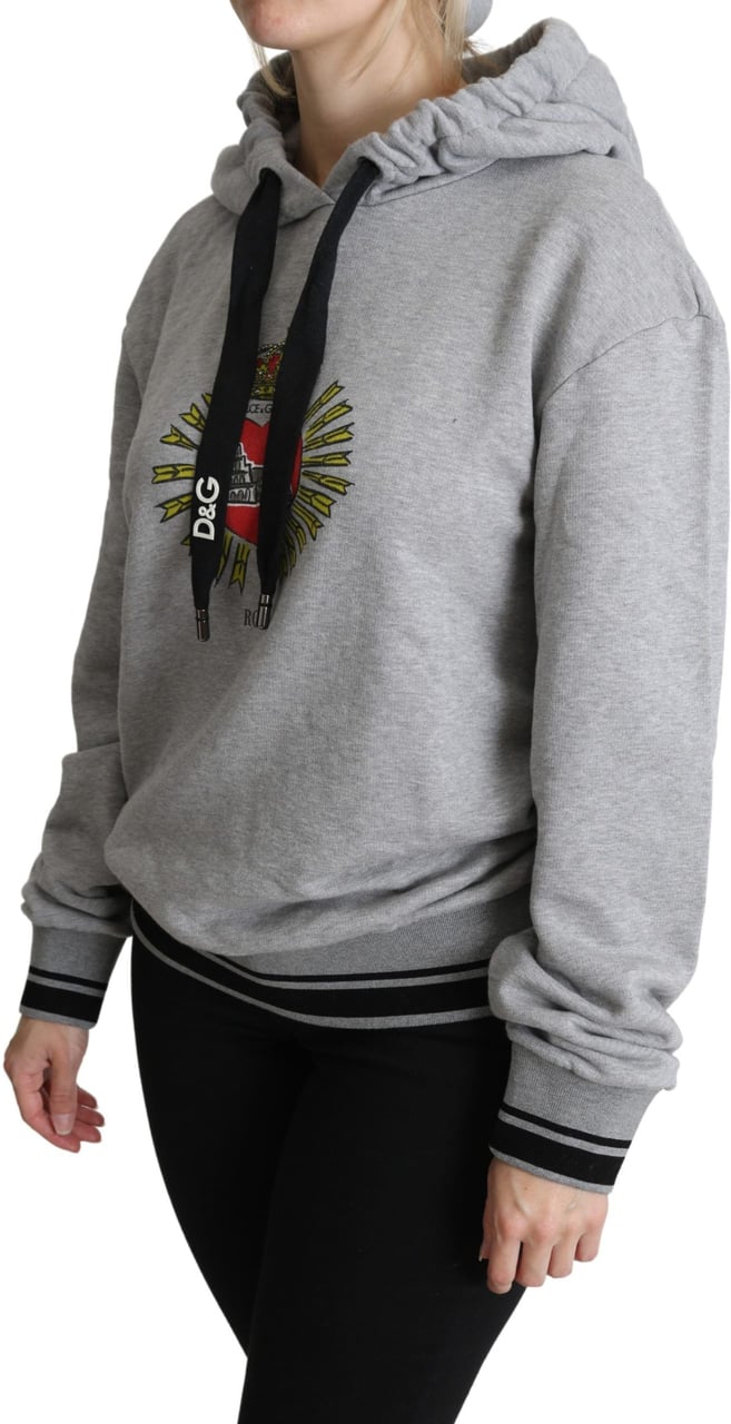 Dolce & Gabbana Gray Printed Hooded Exclusive Logo Sweater Grijs