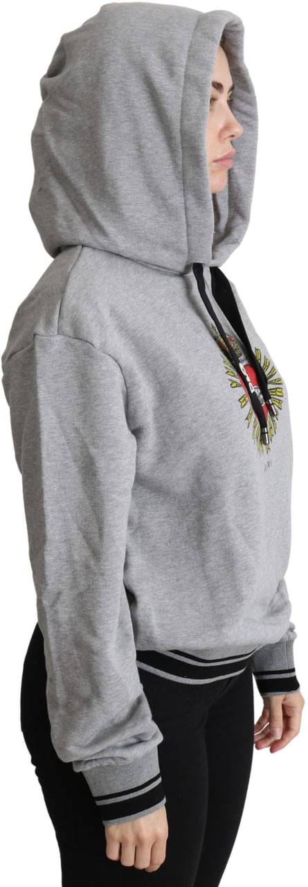 Dolce & Gabbana Gray Printed Hooded Exclusive Logo Sweater Grijs