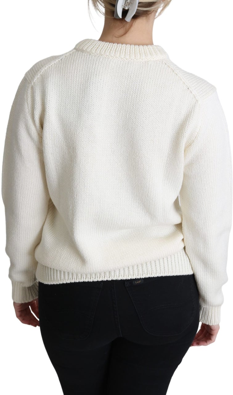 Dolce & Gabbana White Floral Wool Pullover Sunflower Sweater Wit