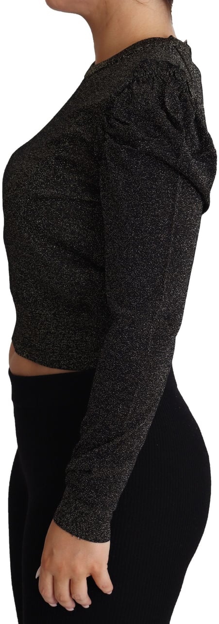 Dolce & Gabbana Black Gold Cropped Women Pullover Sweater Zwart