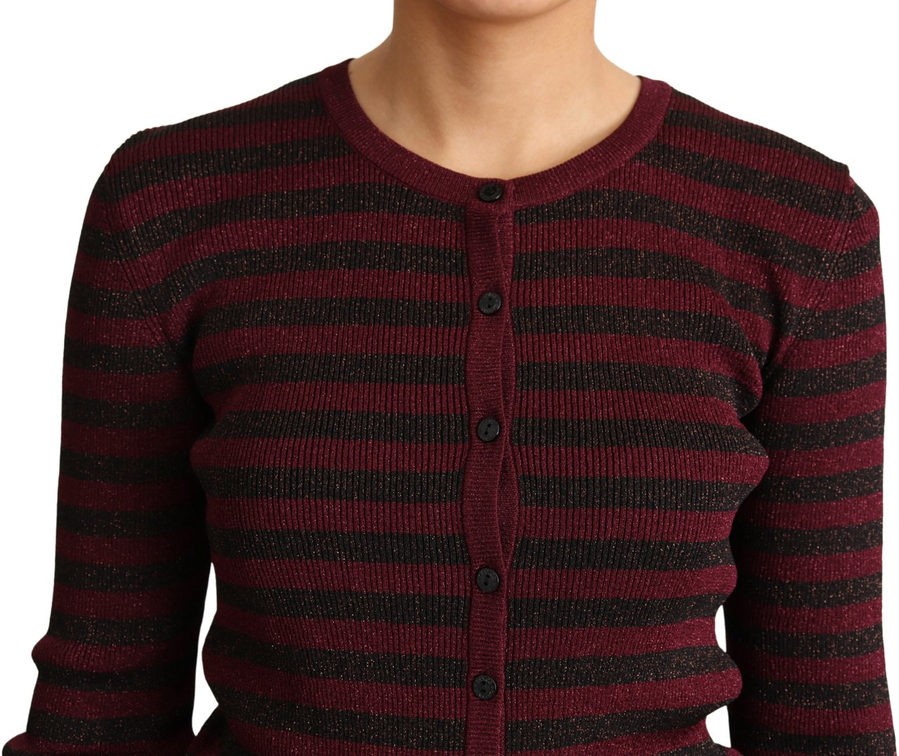 Dolce & Gabbana Black Red Striped Viscose Cardigan Sweater Zwart