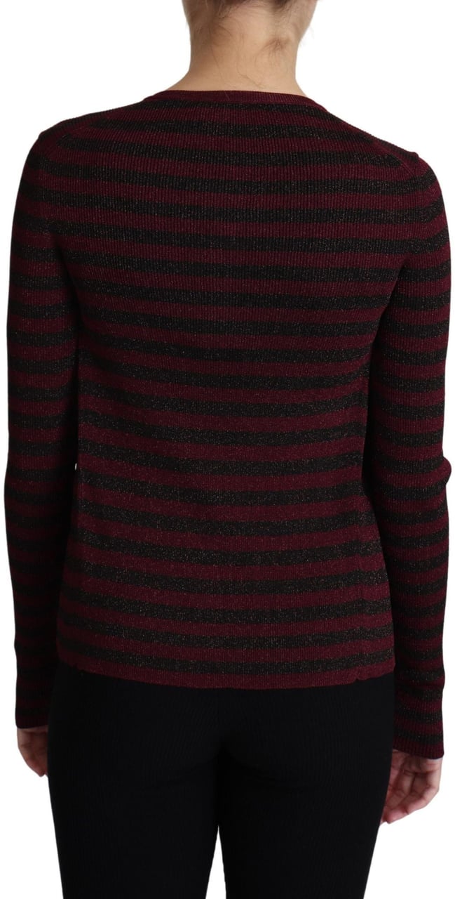 Dolce & Gabbana Black Red Striped Viscose Cardigan Sweater Zwart