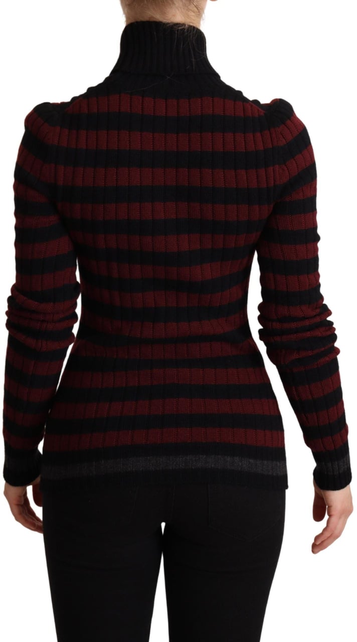 Dolce & Gabbana Black Red Striped Wool Pullover Sweater Rood