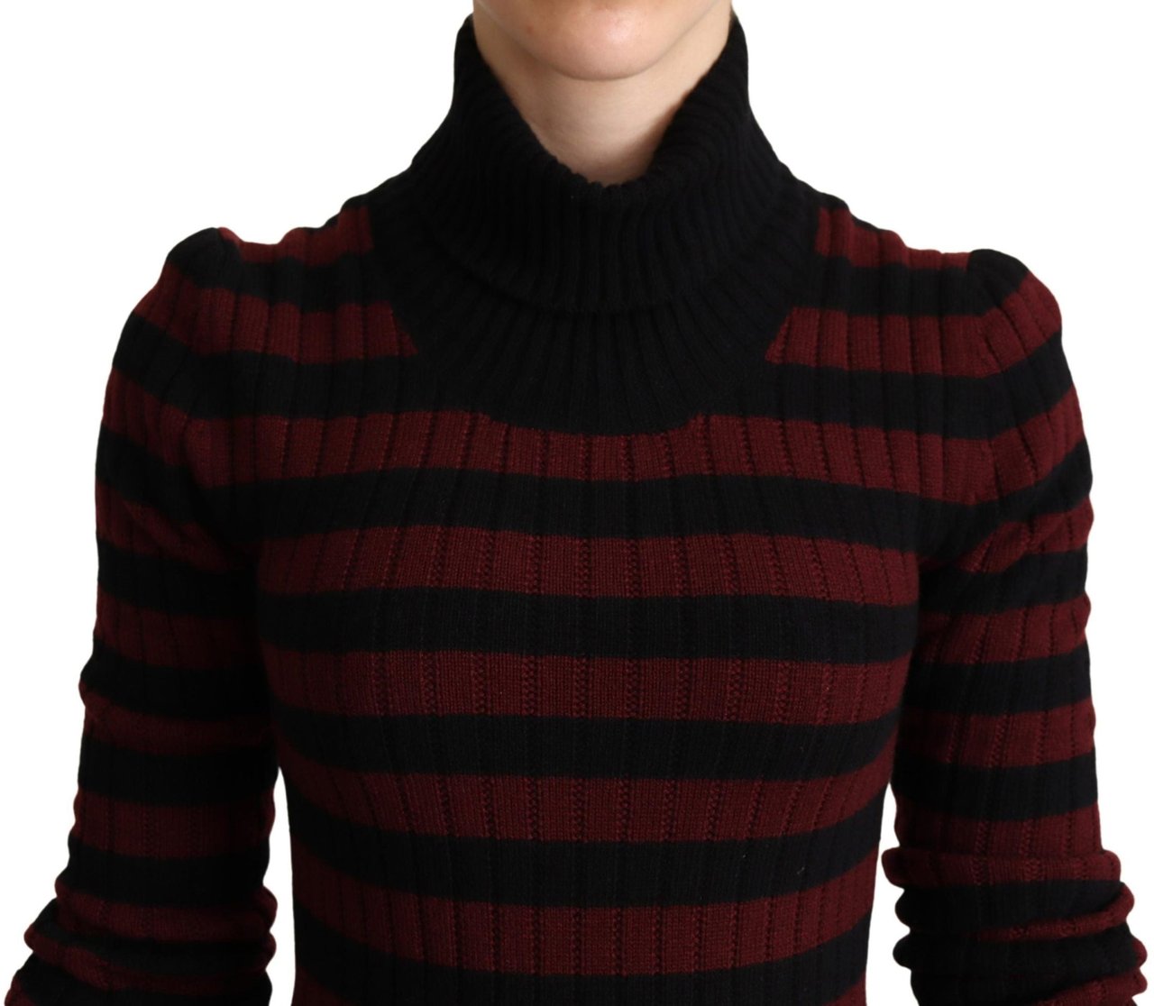 Dolce & Gabbana Black Red Striped Wool Pullover Sweater Rood