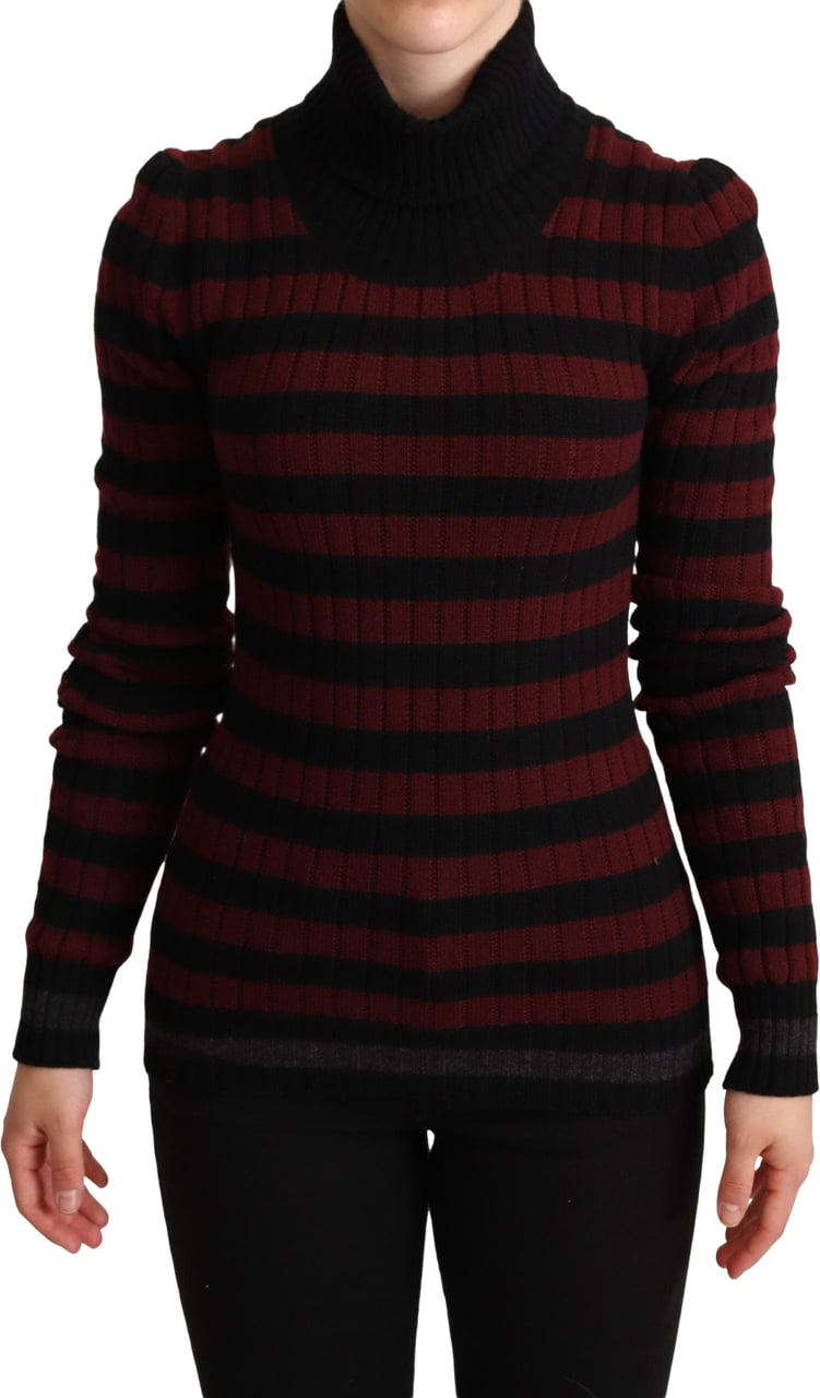 Dolce & Gabbana Black Red Striped Wool Pullover Sweater Rood