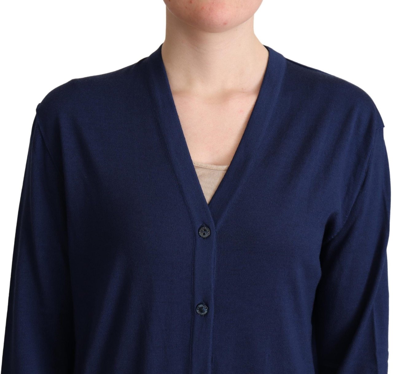 Dolce & Gabbana Blue Virgin Wool Button Down Cardigan Sweater Blauw