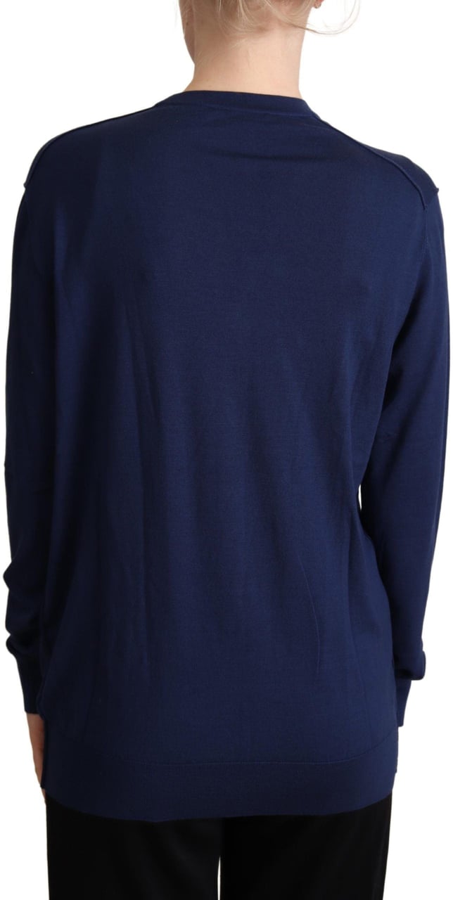 Dolce & Gabbana Blue Virgin Wool Button Down Cardigan Sweater Blauw