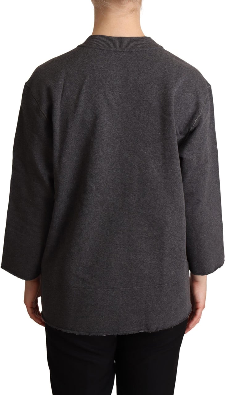 Dolce & Gabbana Gray Embroidered Women Pullover Sweater Grijs