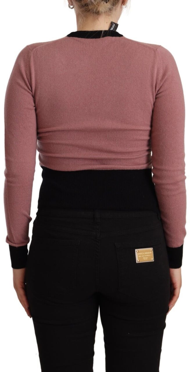 Dolce & Gabbana Pink Cashmere Crewneck Sartoria Pullover Sweater Roze