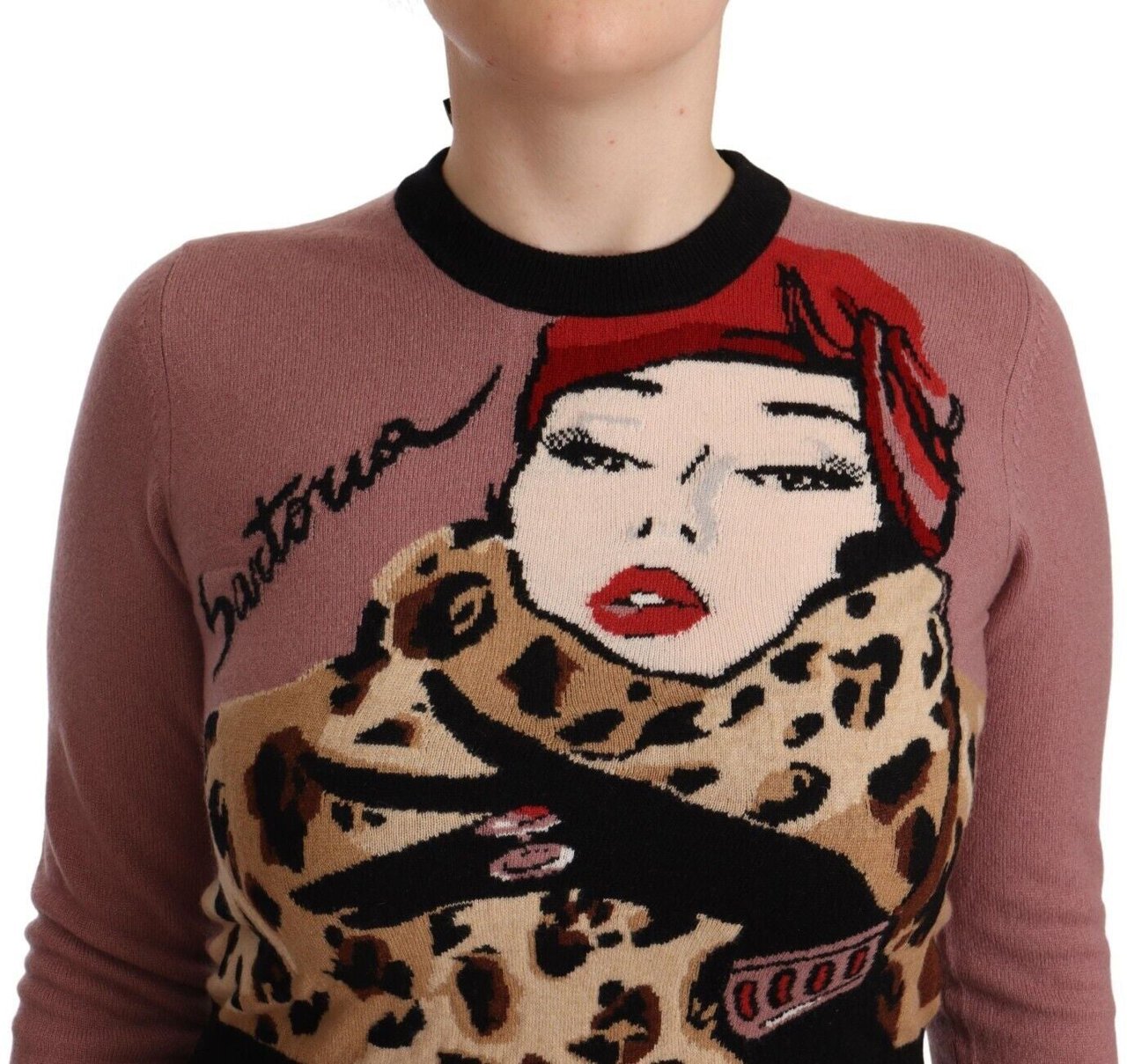 Dolce & Gabbana Pink Cashmere Crewneck Sartoria Pullover Sweater Roze