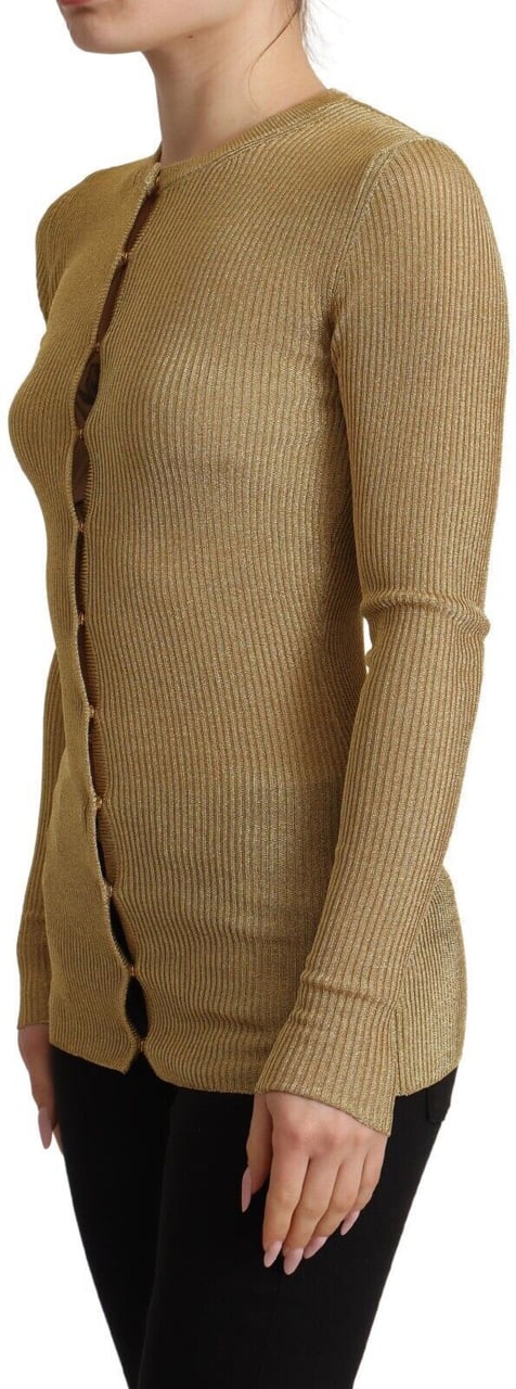 Dolce & Gabbana Gold Viscose Blend Buttons Cardigan Sweater Goud