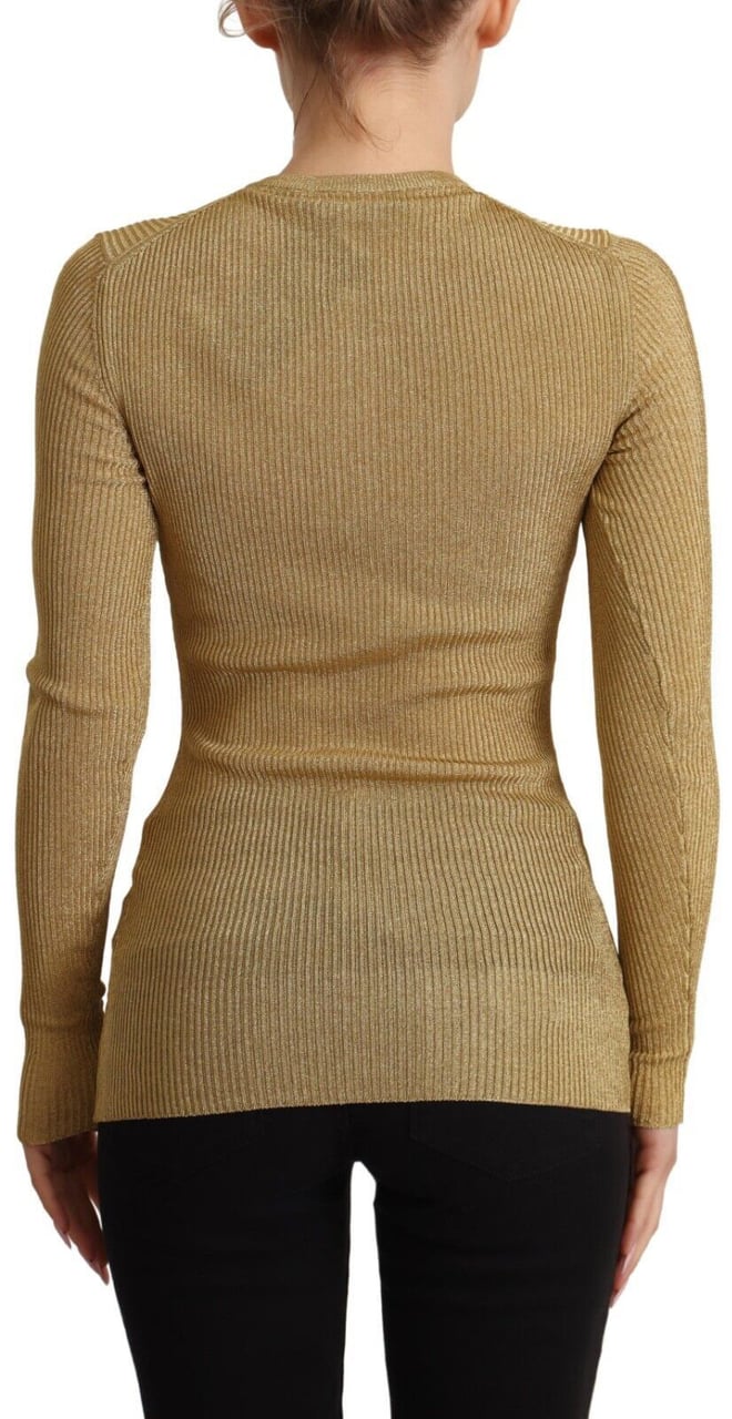 Dolce & Gabbana Gold Viscose Blend Buttons Cardigan Sweater Goud
