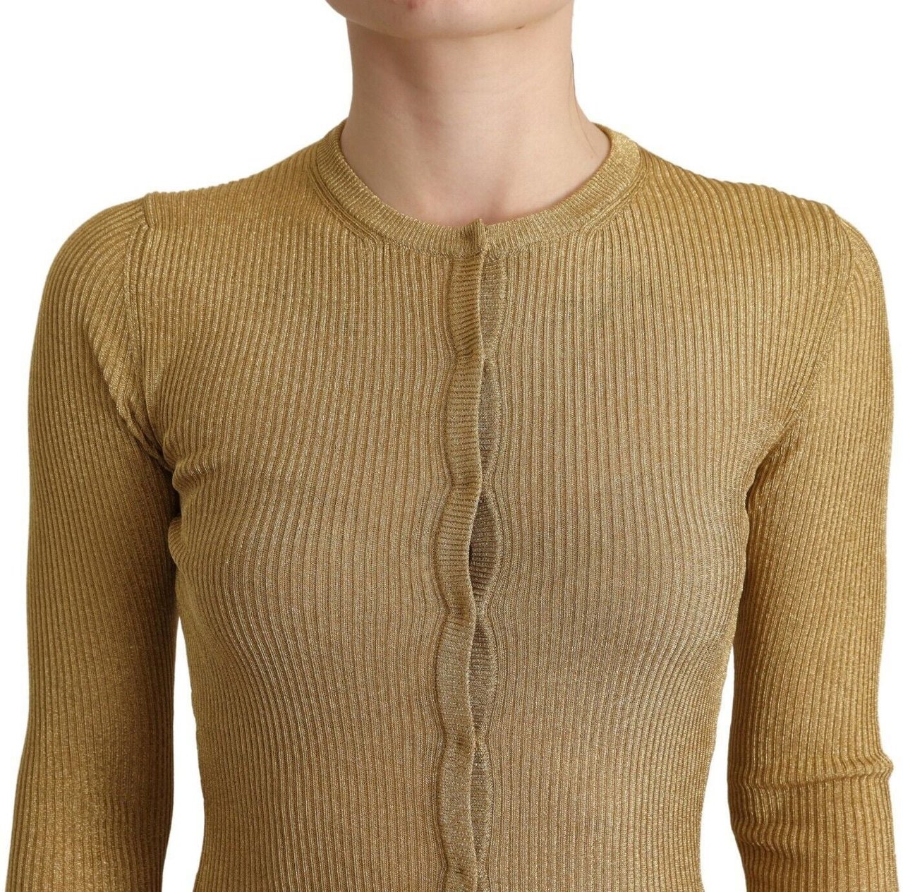 Dolce & Gabbana Gold Viscose Blend Buttons Cardigan Sweater Goud