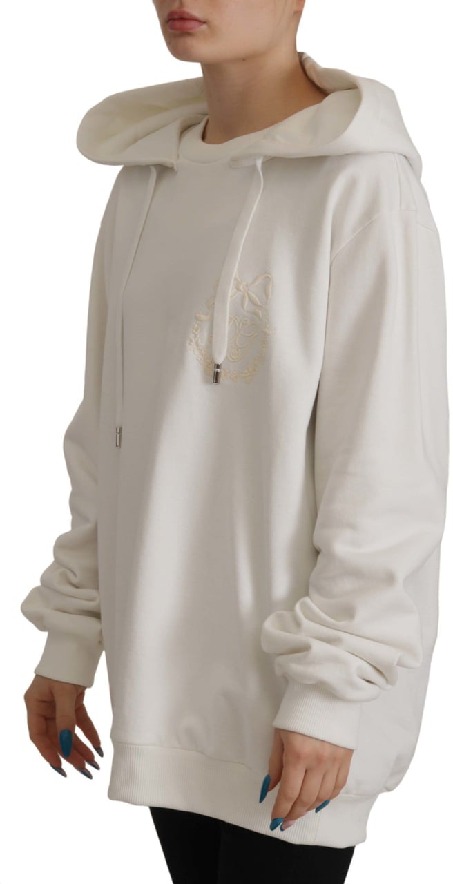 Dolce & Gabbana White Hoodie Pullover Embroidered Sweater Wit