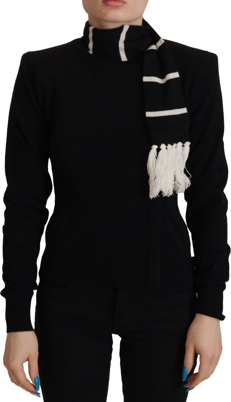 Dolce & Gabbana Black Cashmere Turtleneck Pullover Sweater Zwart
