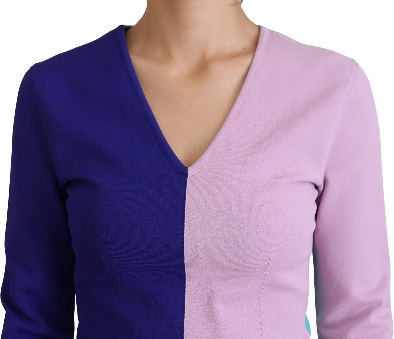 Dolce & Gabbana Multicolor V-neck Viscose Long Sleeves Sweater Divers