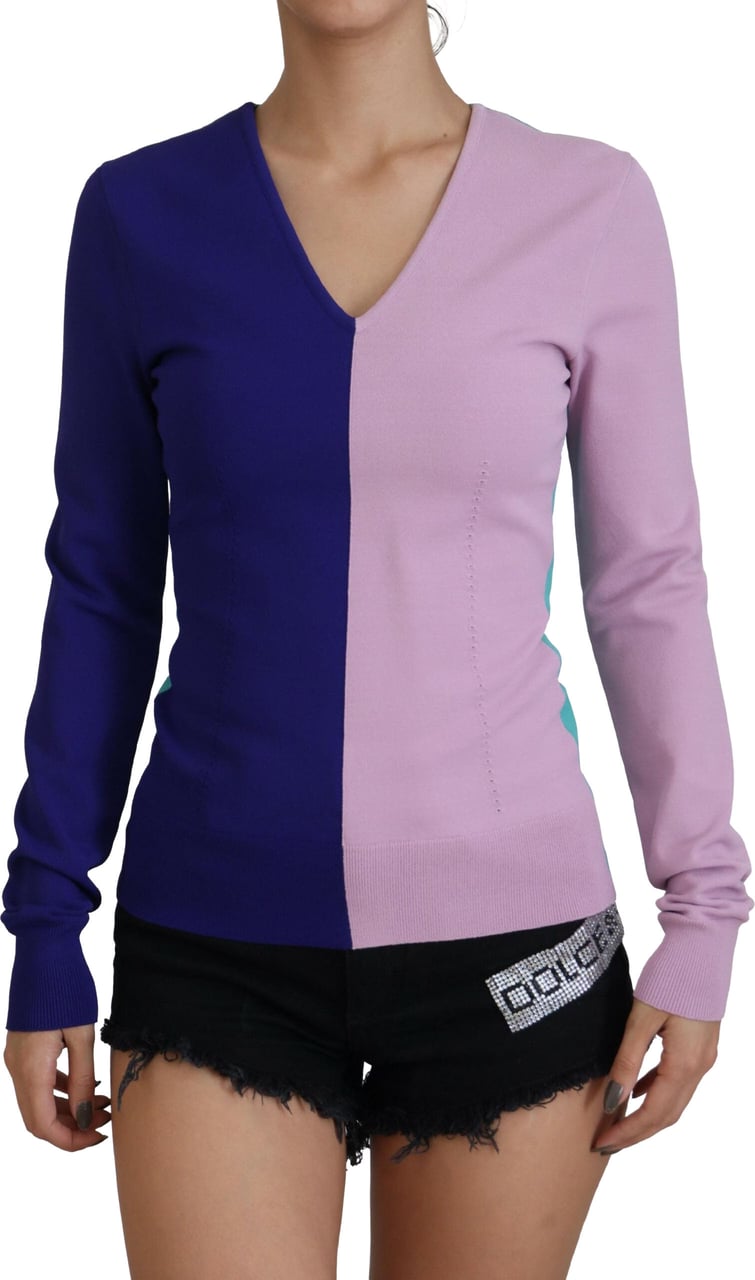 Dolce & Gabbana Multicolor V-neck Viscose Long Sleeves Sweater Divers