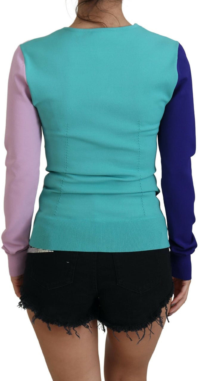 Dolce & Gabbana Multicolor V-neck Viscose Long Sleeves Sweater Divers