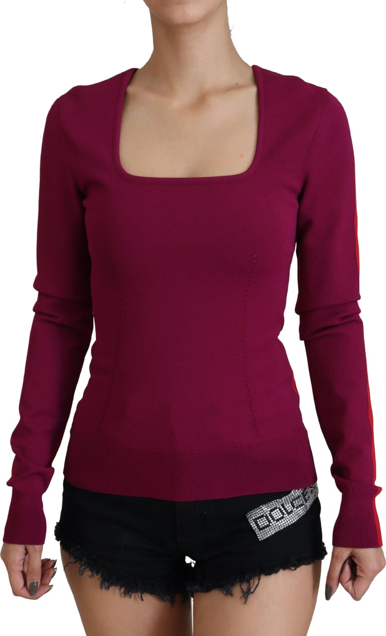 Dolce & Gabbana Multicolor Viscose Square Neck Pullover Sweater Wit
