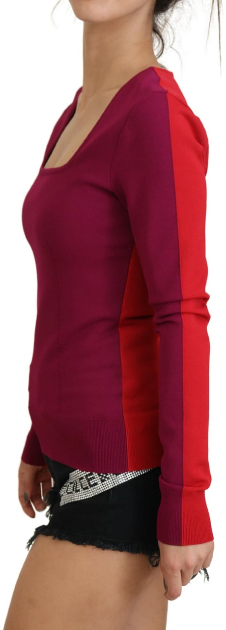 Dolce & Gabbana Multicolor Viscose Square Neck Pullover Sweater Wit