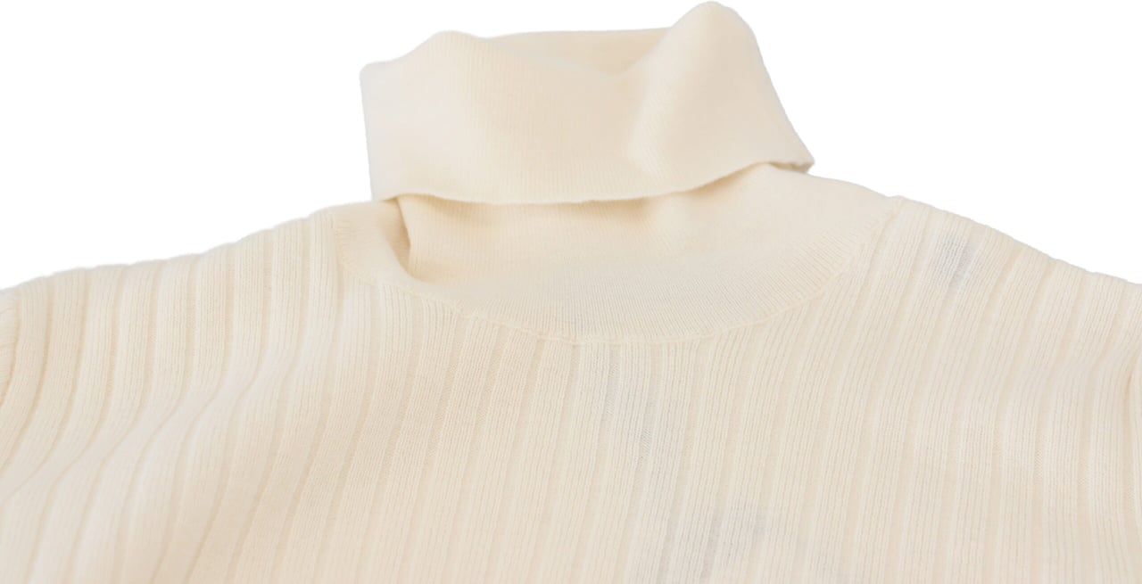 Dolce & Gabbana Ivory Turtleneck Distressed Cuff Pullover Sweater Wit