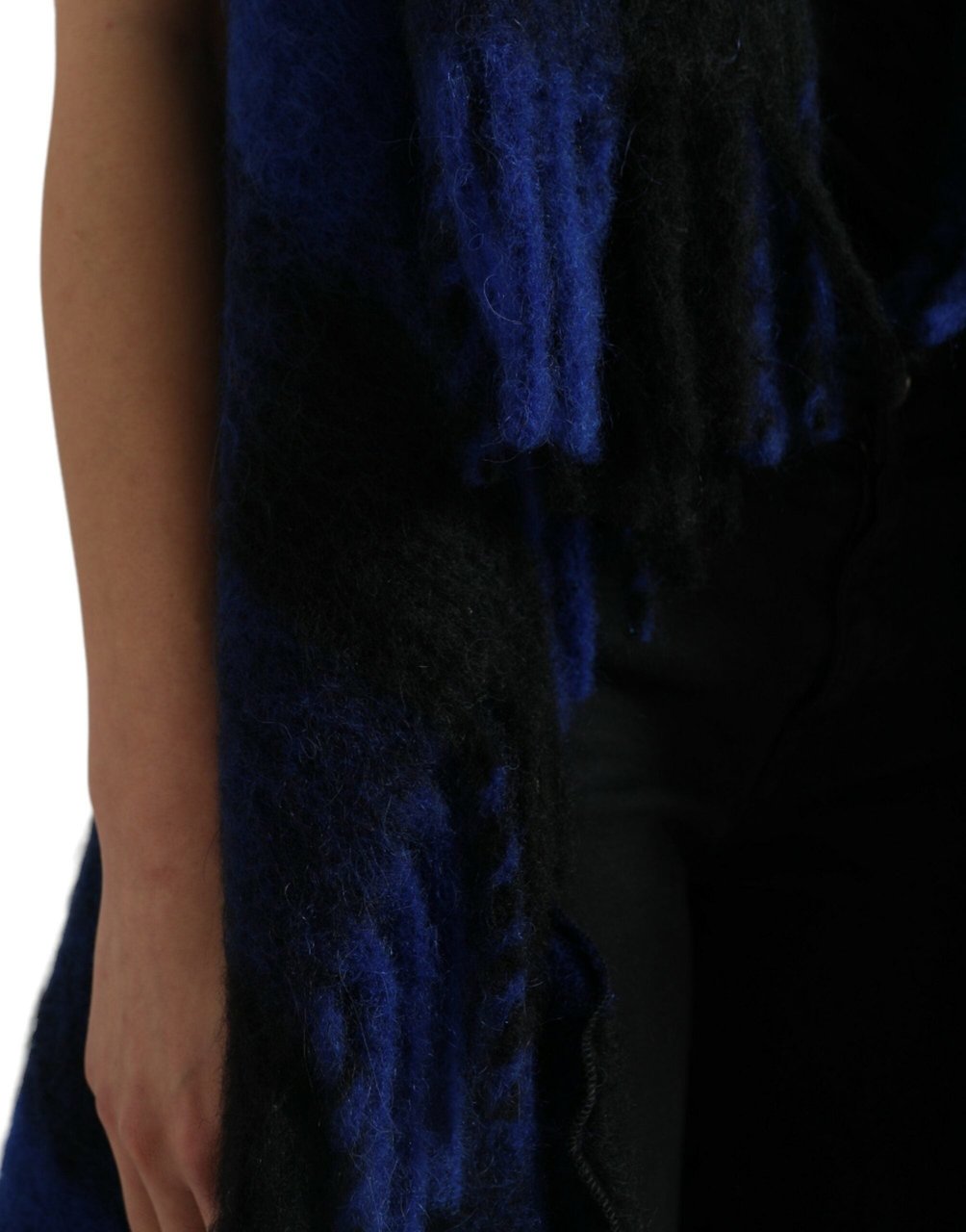 Dolce & Gabbana Black Blue Buffalo Check Poncho Coat Sweater Divers