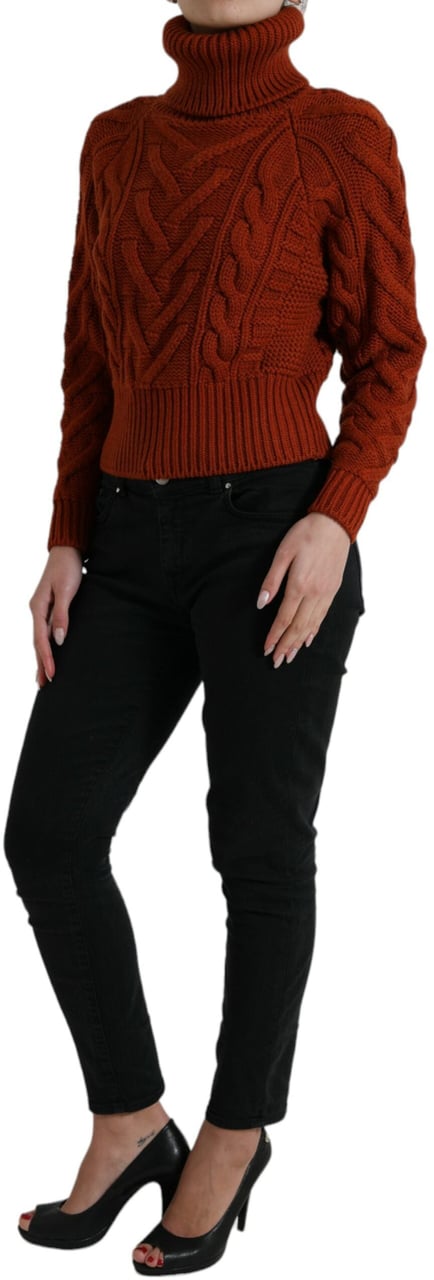 Dolce & Gabbana Brown Wool Knit Turtleneck Pullover Sweater Bruin