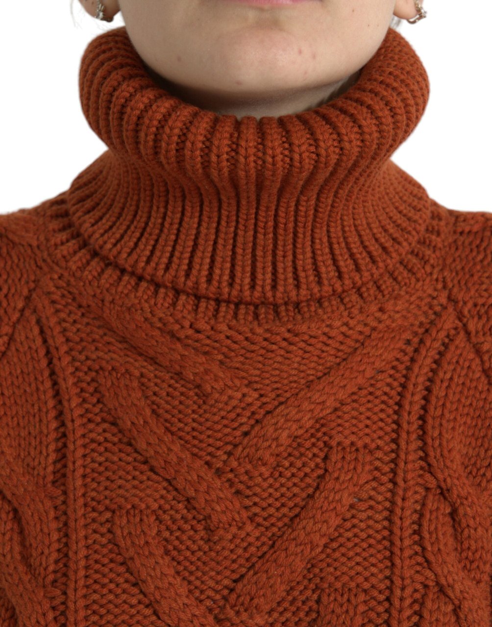 Dolce & Gabbana Brown Wool Knit Turtleneck Pullover Sweater Bruin