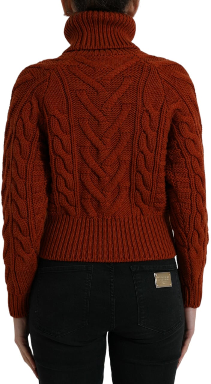 Dolce & Gabbana Brown Wool Knit Turtleneck Pullover Sweater Bruin