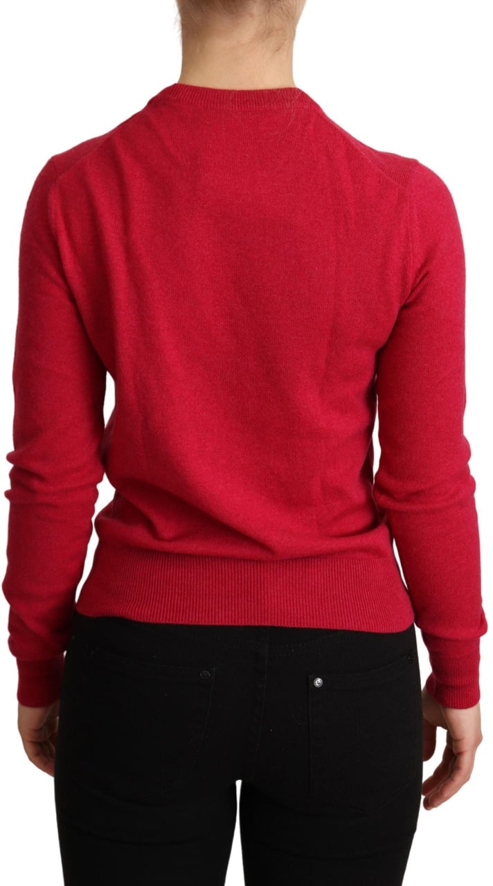 Dolce & Gabbana Pink Embroidered Cashmere Wool Pullover Sweater Roze