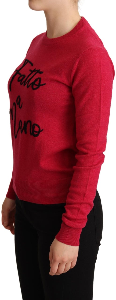 Dolce & Gabbana Pink Embroidered Cashmere Wool Pullover Sweater Roze